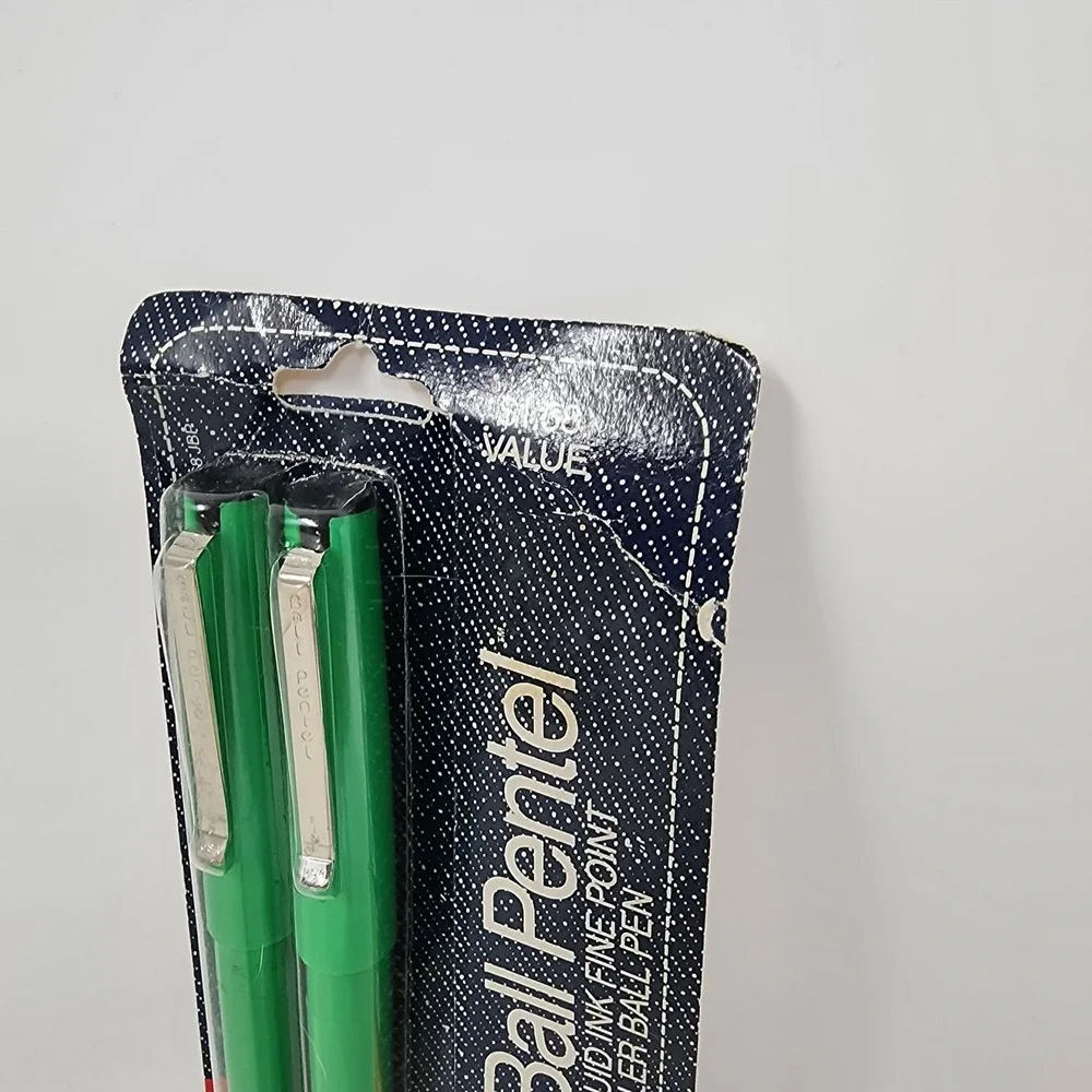 Vtg 80s 2‎ NOS PENTEL Black Ink 0.8mm R68 JBP Ball Rolling Pen Jordache Collab